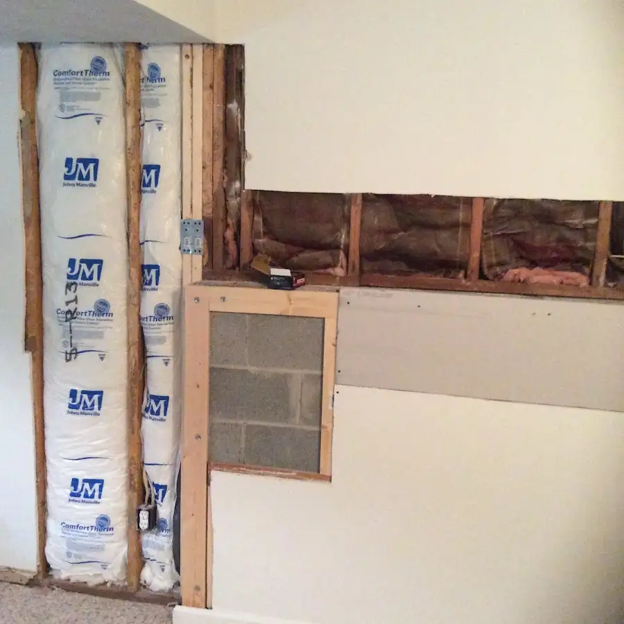 Wall insulation replacement during Structural Drying in German Flatts